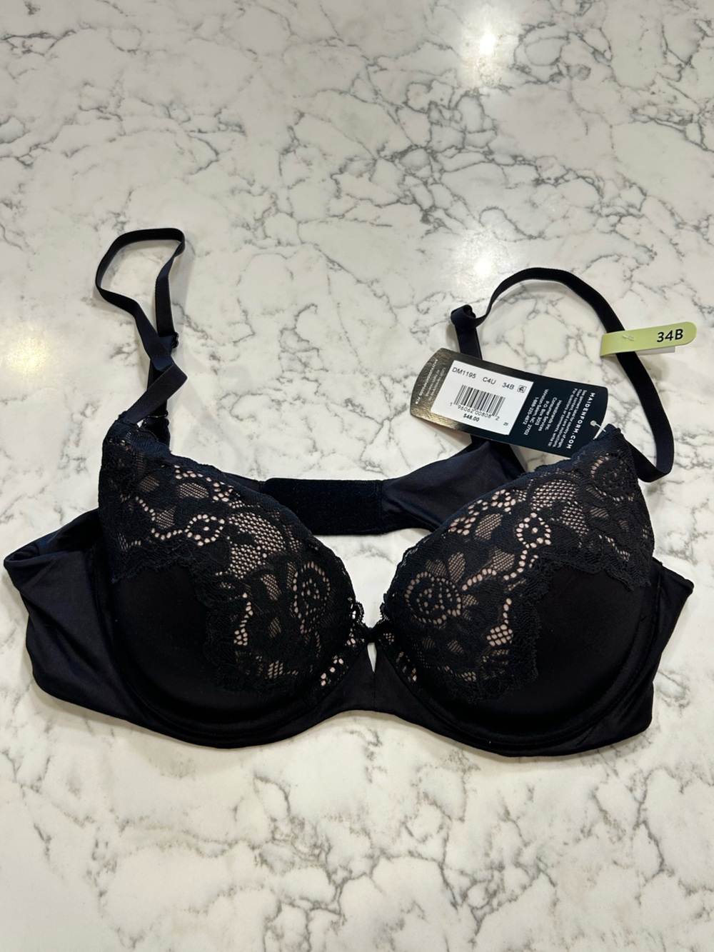 Maidenform Black Lift Soft Lace Detail Convertible Straps Bra Size 34B